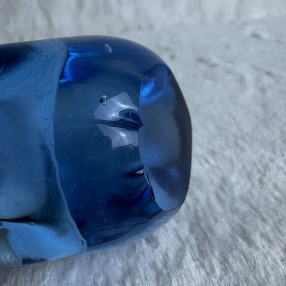 Vintage Art Glass Hand Blown Handcrafted Cobalt Blue & Clear Glass Swan Figurine - Picture 6 of 8